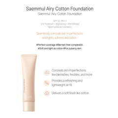 The Saem Airy Cotton Matte Foundation SPF30 – Natural Beige 30ml