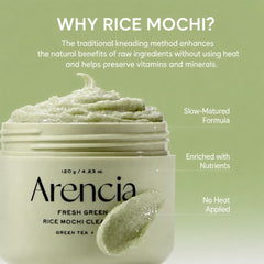 Arencia Fresh Green Rice Mochi Cleanser, 120 g / 4.23 oz