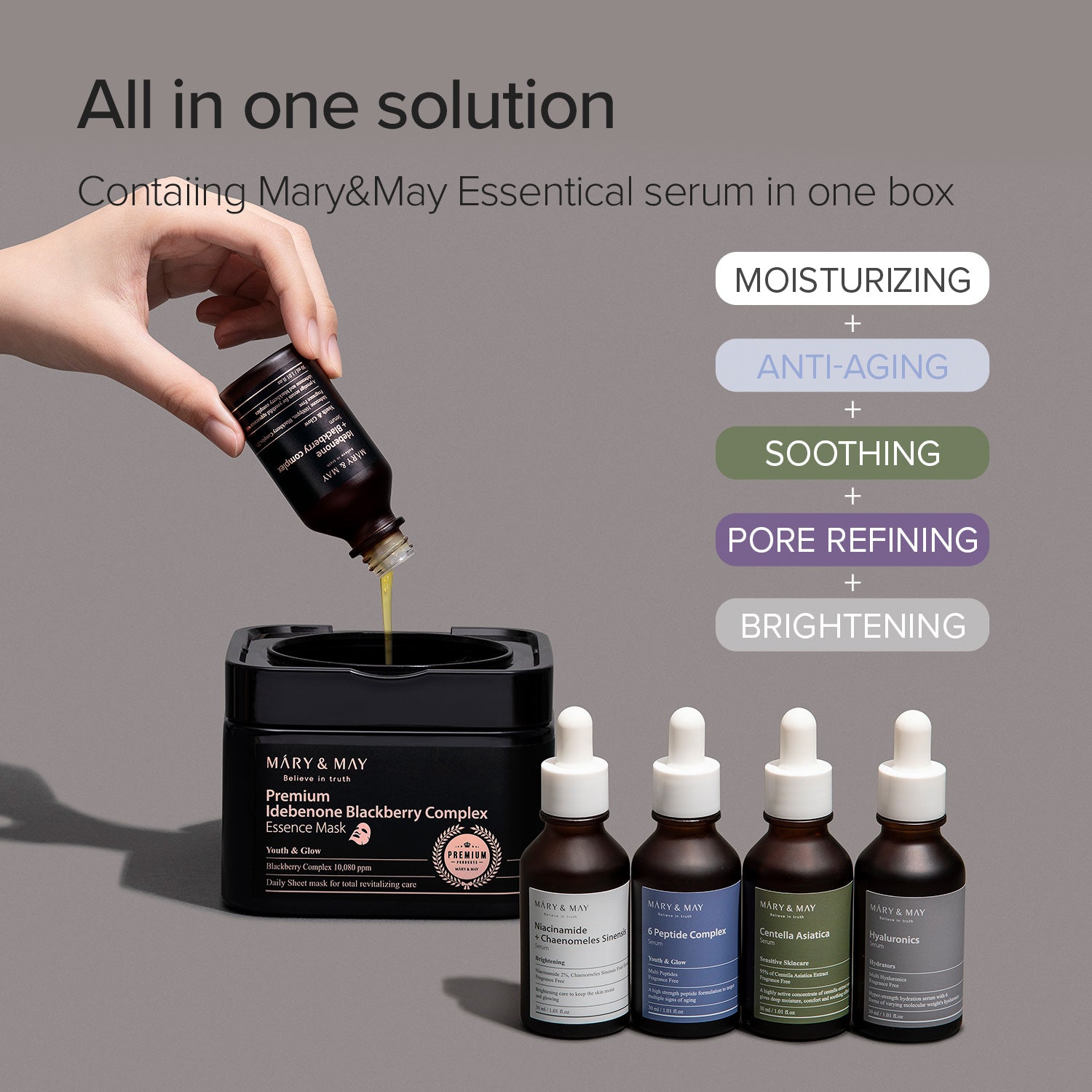 Mary & May Premium Idebenone Blackberry Complex Essence Mask (20 Sheets)