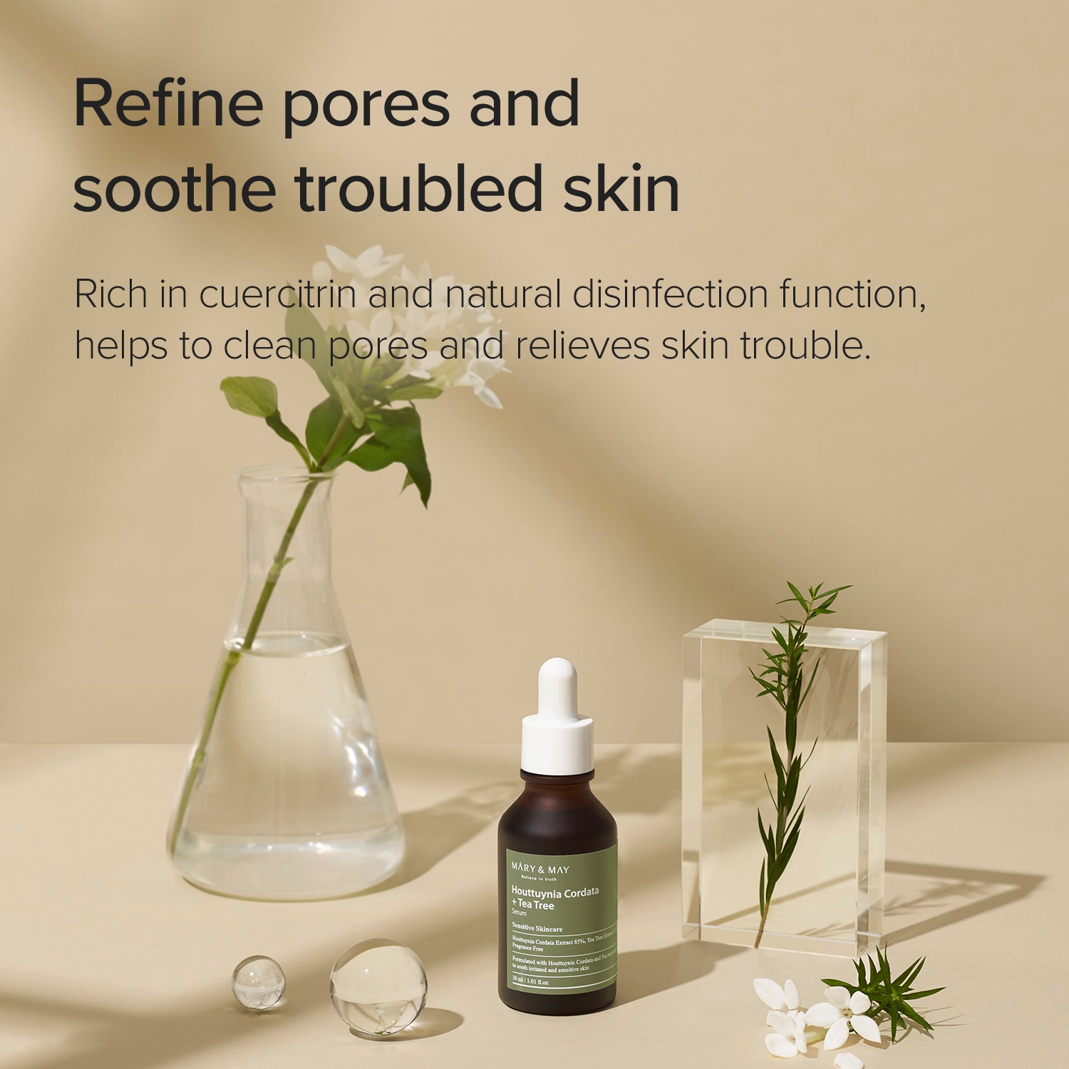 Mary & May Houttuynia Cordata + Tea Tree Serum 30ml – Calming & Pore-Clearing Treatment