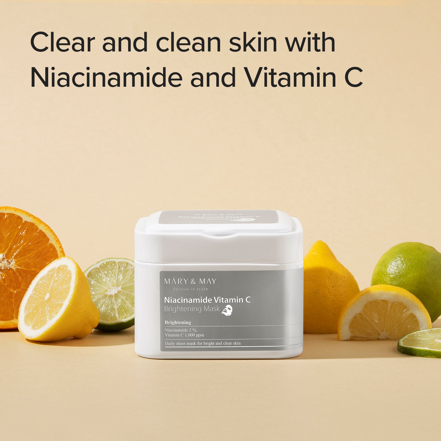 Mary & May Niacinamide + Vitamin C Brightening Mask Pack (30 Sheets)