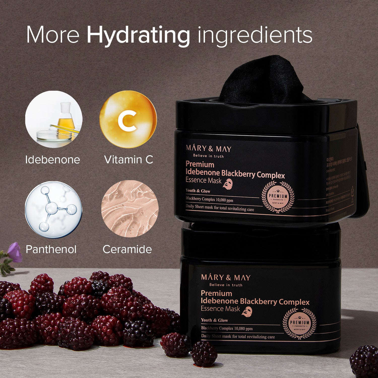 Mary & May Premium Idebenone Blackberry Complex Essence Mask (20 Sheets)