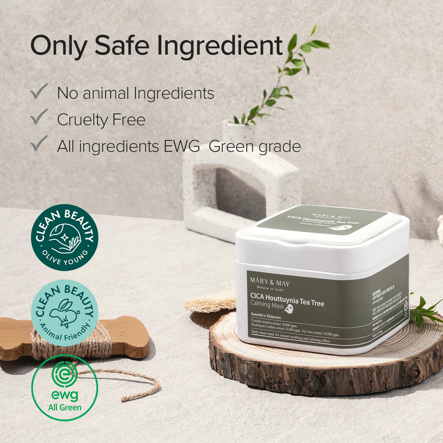 Mary & May Cica Houttuynia + Tea Tree Calming Mask Pack (30 Sheets)