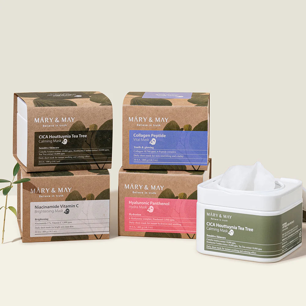 Mary&May Cica Houttuynia + Tea Tree Calming Mask Pack (30 Sheets)