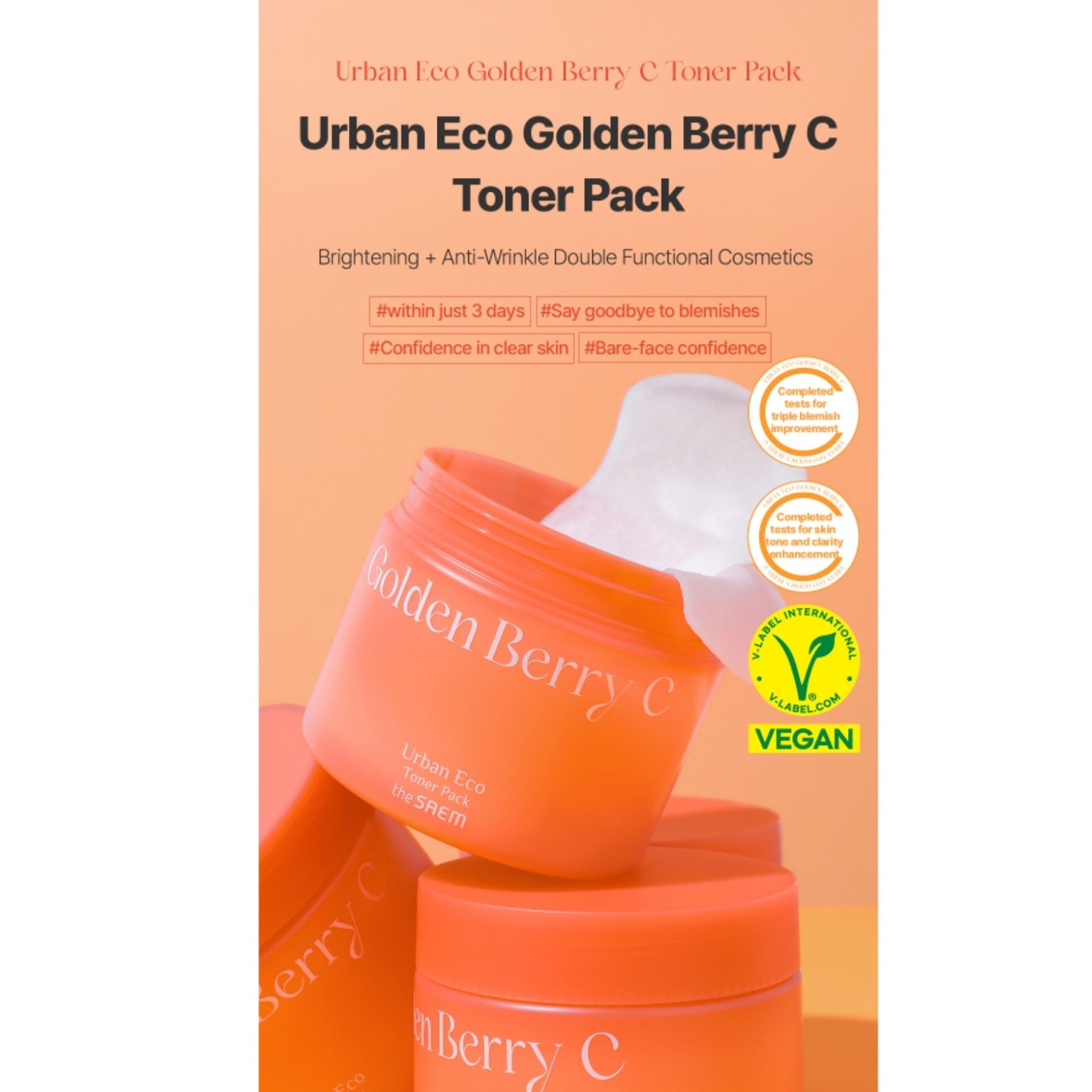 The Saem Urban Eco Golden Berry C Toner Pads with Vitamin C & Niacinamide – 50 pcs