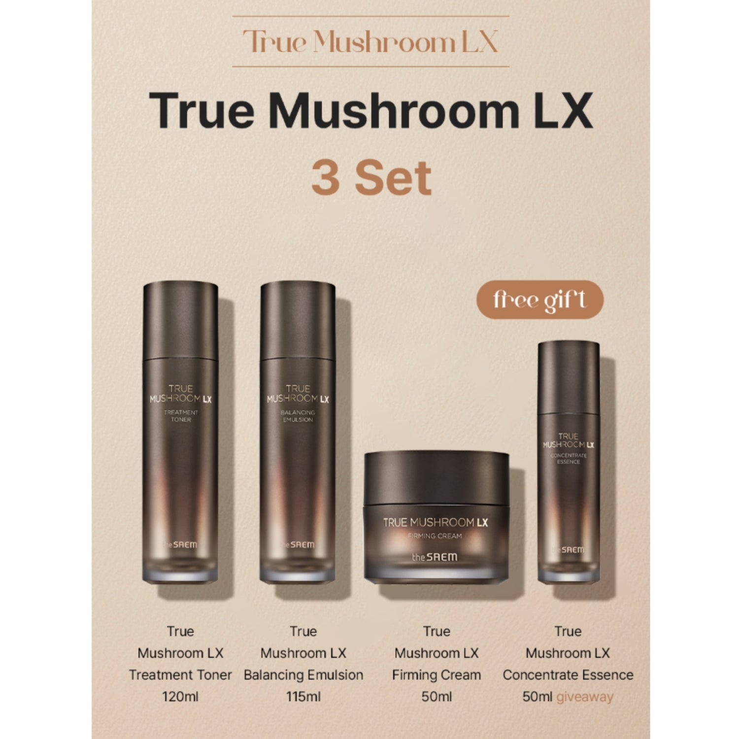 The Saem True Mushroom LX 3-Piece Set – Brightening & Anti-Wrinkle Care