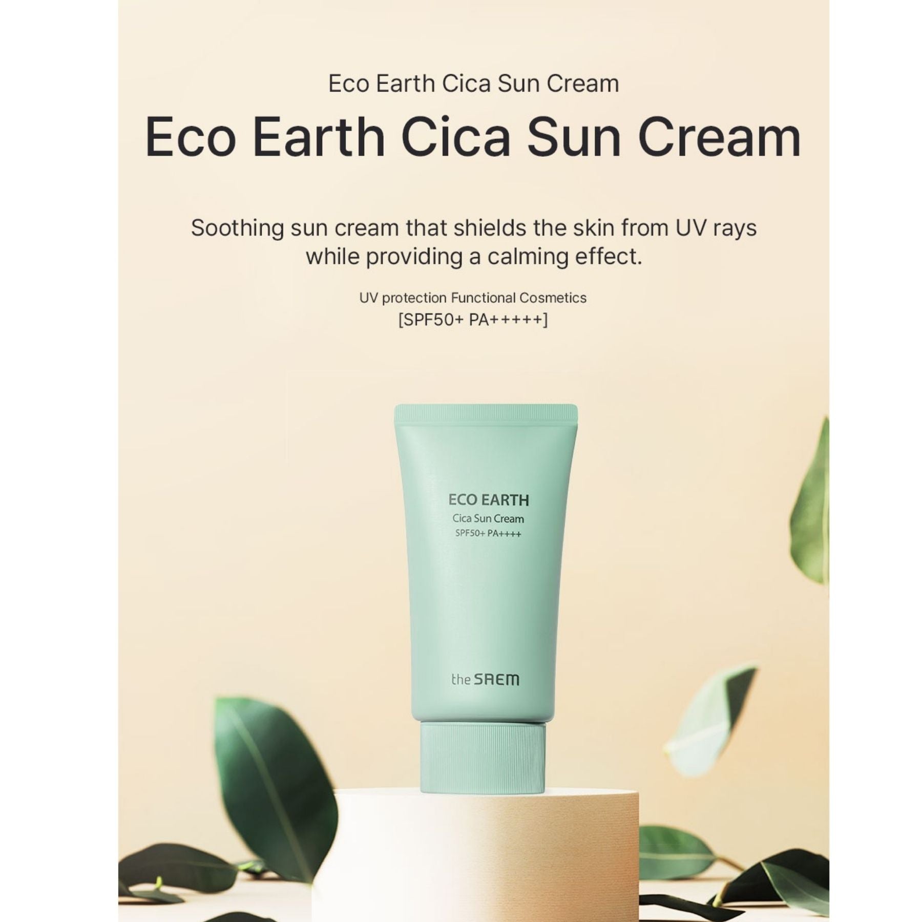 The Saem Eco Earth Cica Sun Cream SPF50+ PA++++ – Mineral Sunscreen 50g