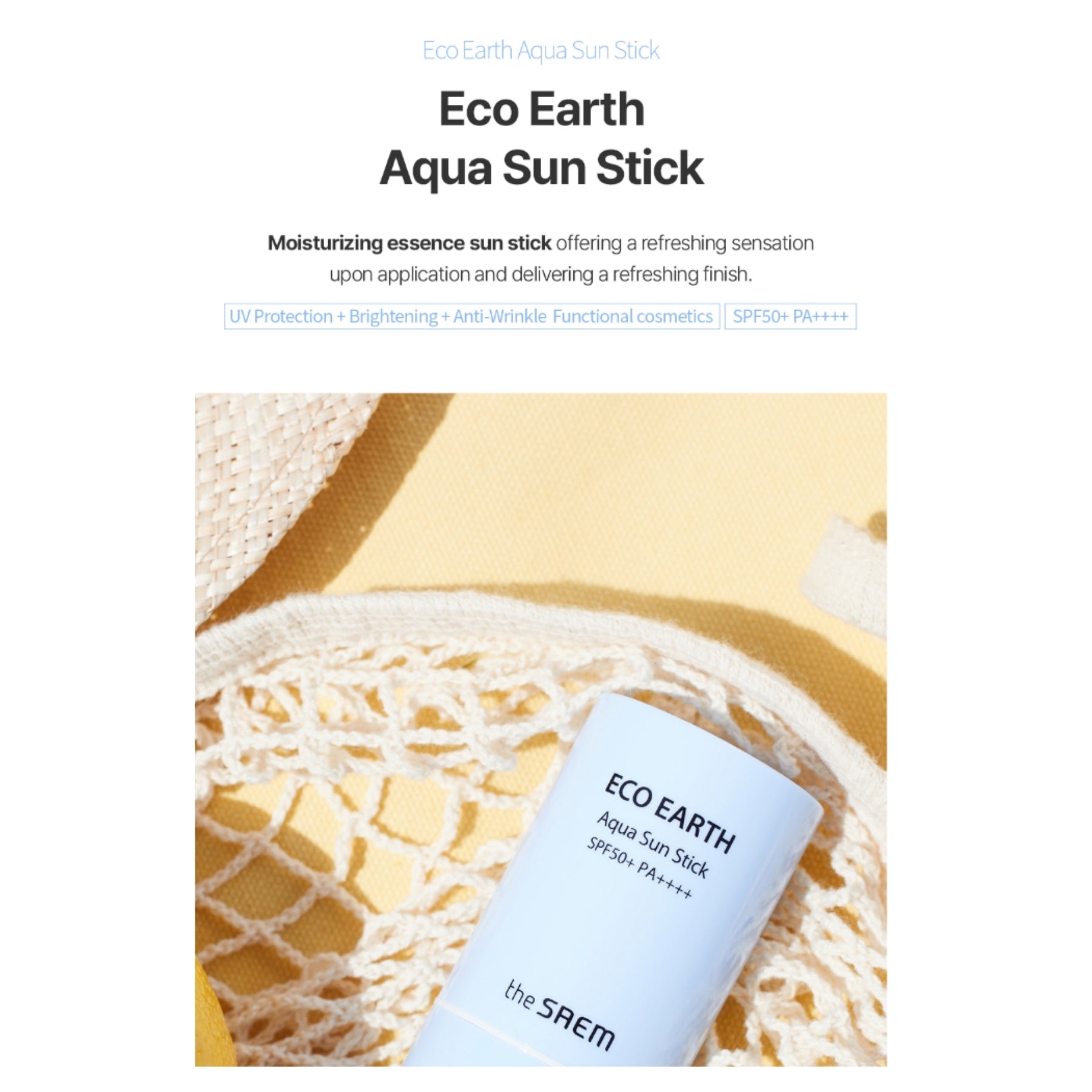 The Saem Eco Earth Aqua Sun Stick SPF50+ PA++++ | Lightweight 22g