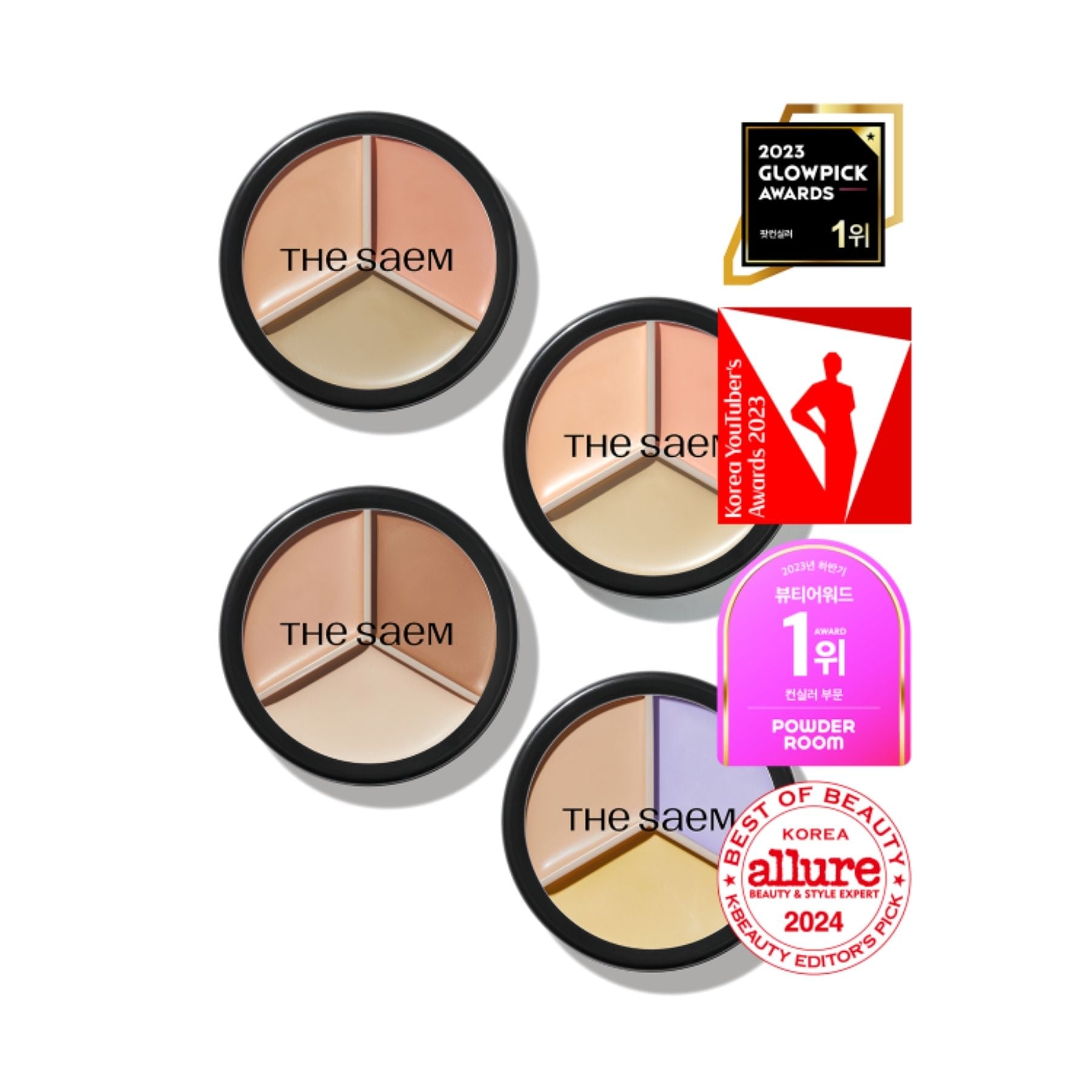 The Saem Triple Pot Correct Up Beige Concealer Palette – 3-Color Corrector