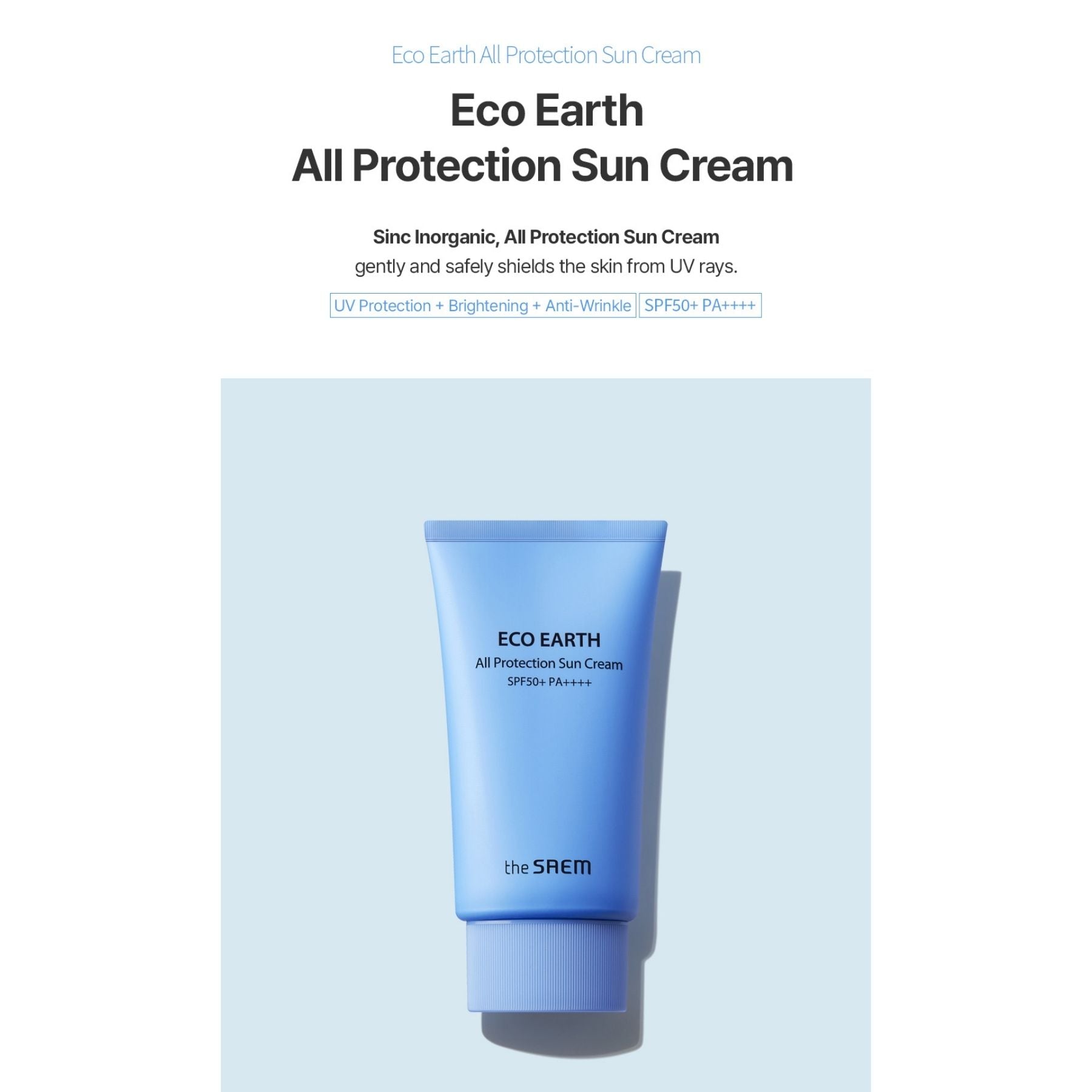 The Saem Eco Earth All Protection Blue Light Sun Cream SPF50+ 50g