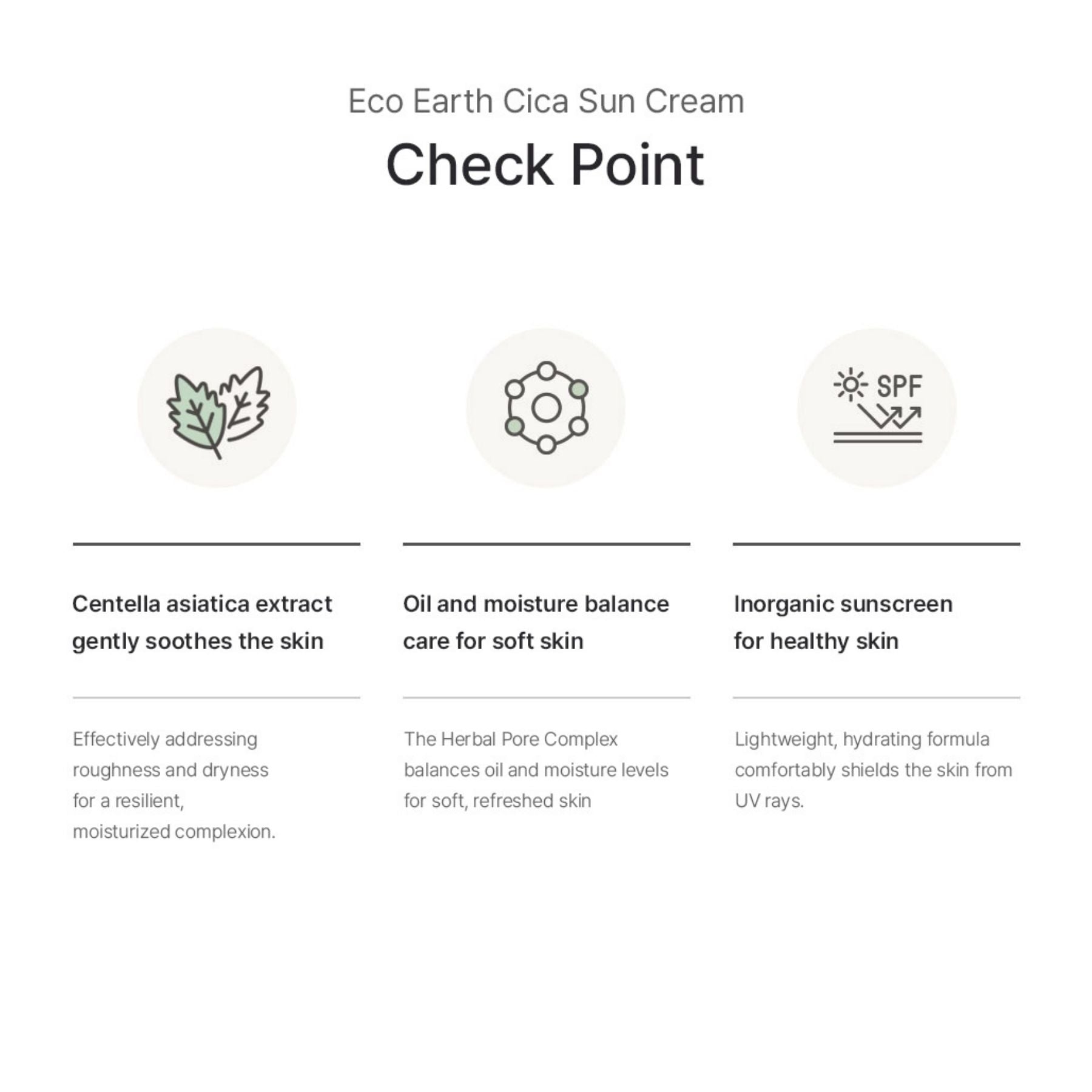 The Saem Eco Earth Cica Sun Cream SPF50+ PA++++ – Mineral Sunscreen 50g