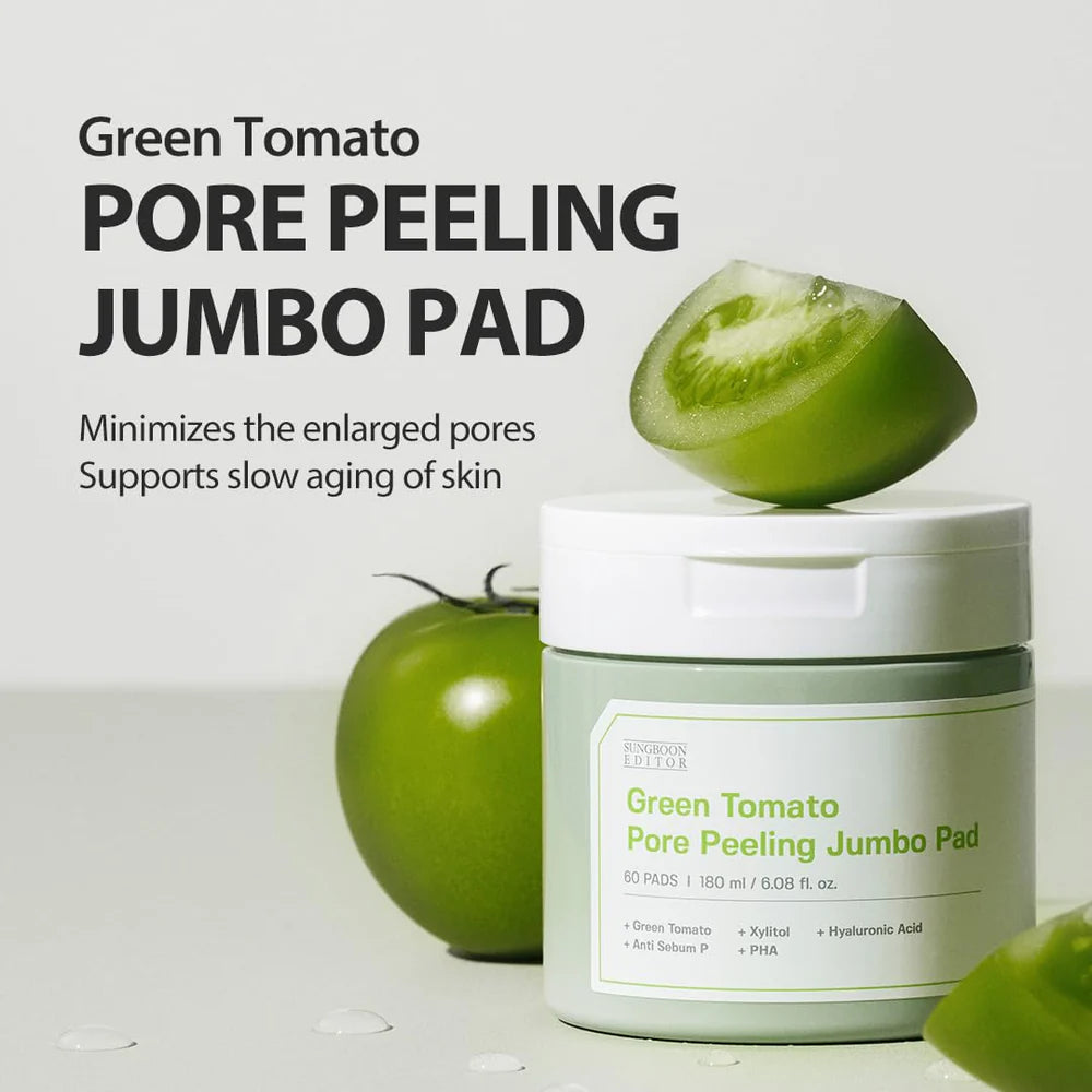 Sungboon Editor Green Tomato Pore Peeling Jumbo Pad 60pcs – Exfoliating