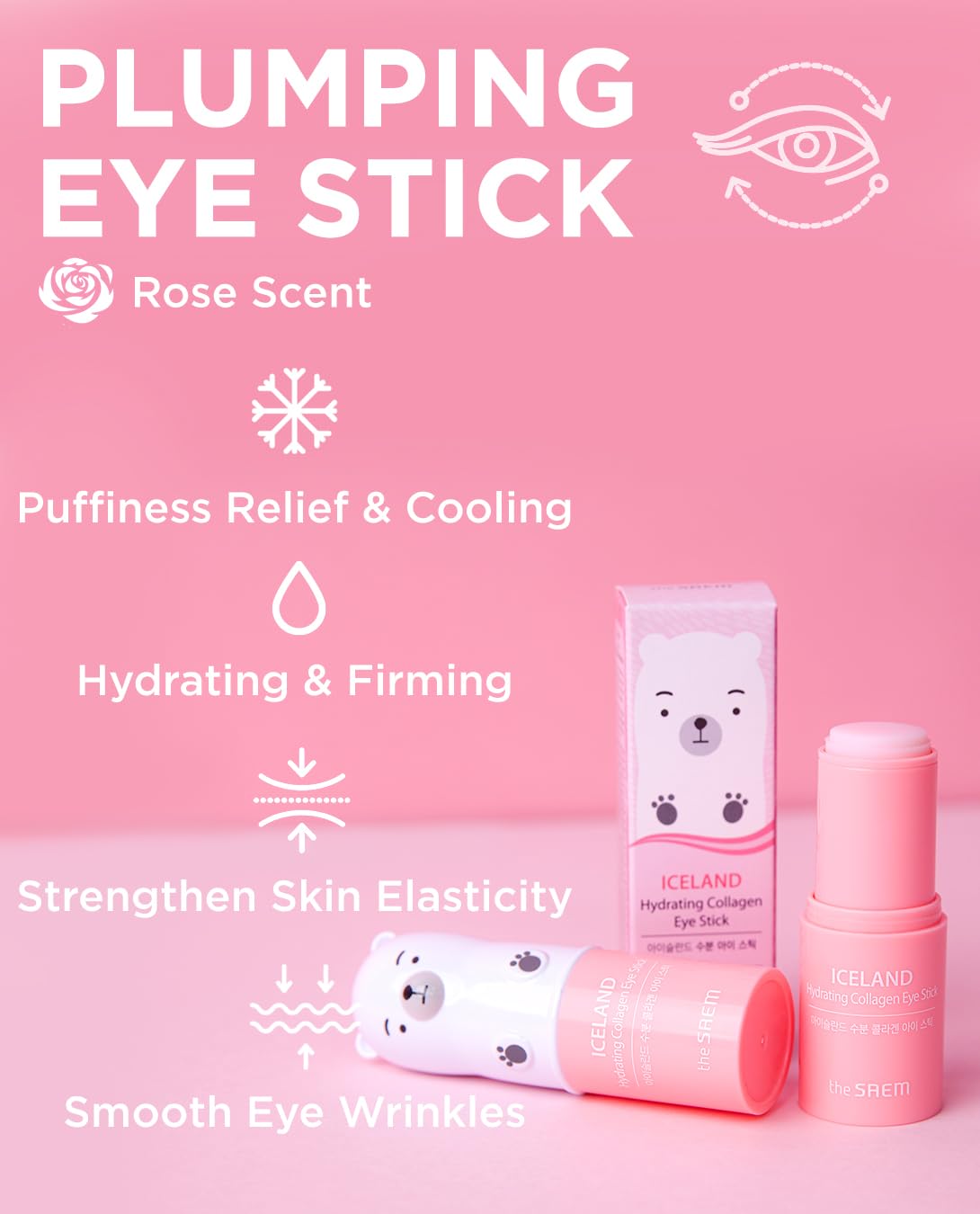 The Saem Iceland Hydrating Collagen Eye Stick – Cooling Puffiness Treatment