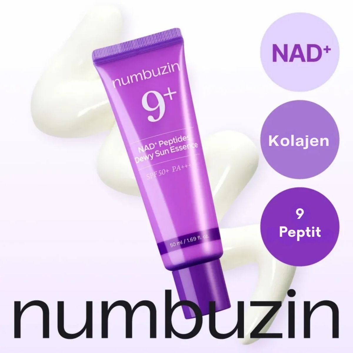 Numbuzin No.9 NAD+ 9 Peptides Dewy Sun Essence SPF50+ PA++++, 50 ml - Numbuzin K-Beauty view 6