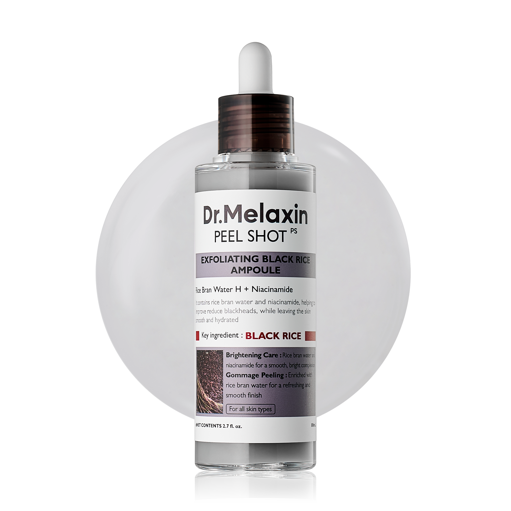 Dr.Melaxin Peel Shot Exfoliating Black Rice Ampoule, 80 ml