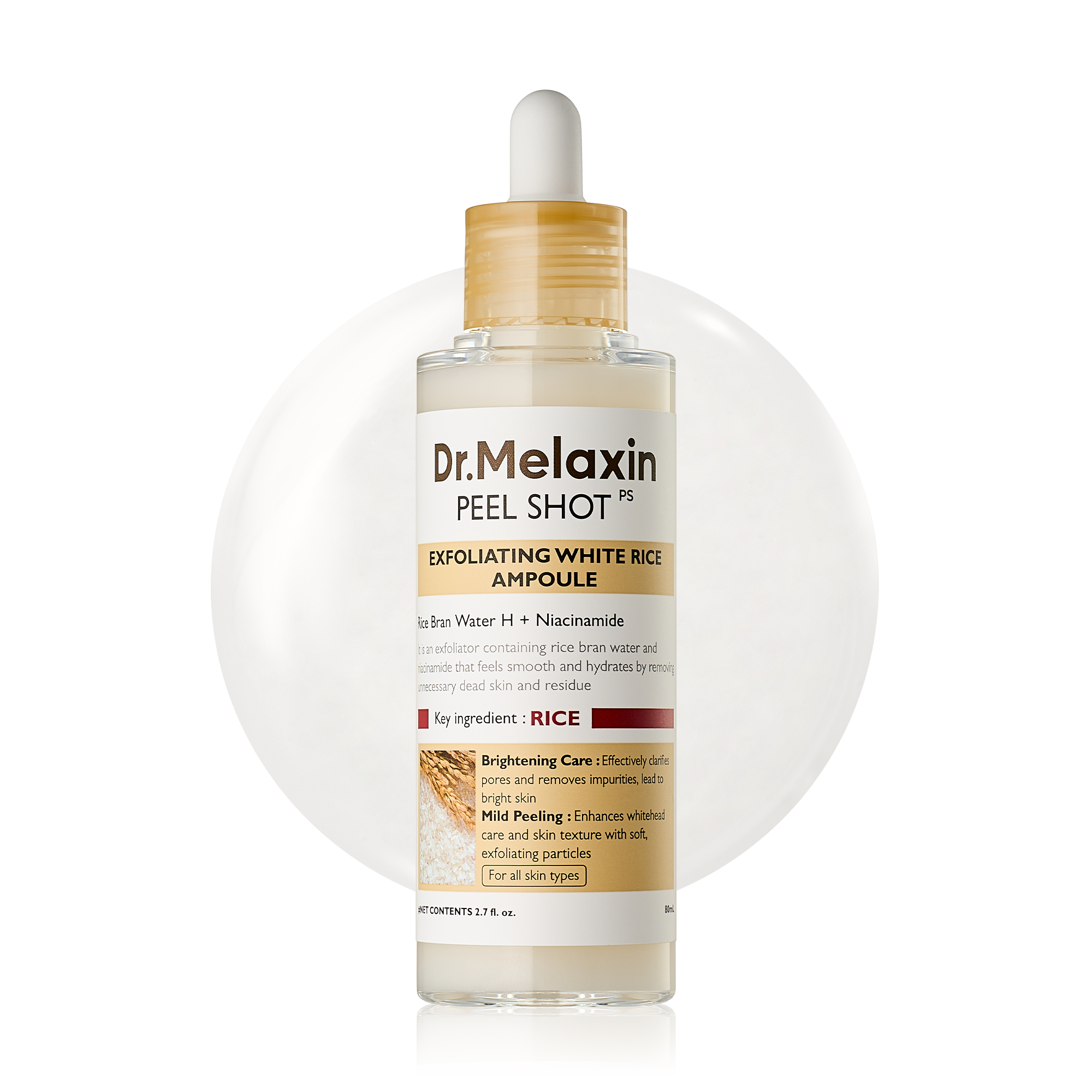 Dr.Melaxin Peel Shot Exfoliating White Rice Ampoule, 80 ml