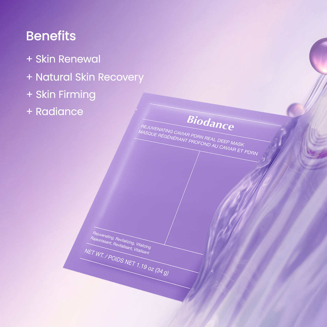 Biodance Rejuvenating Caviar PDRN Real Deep Mask, 34 g x 4 Sheets - Biodance K-Beauty view 4