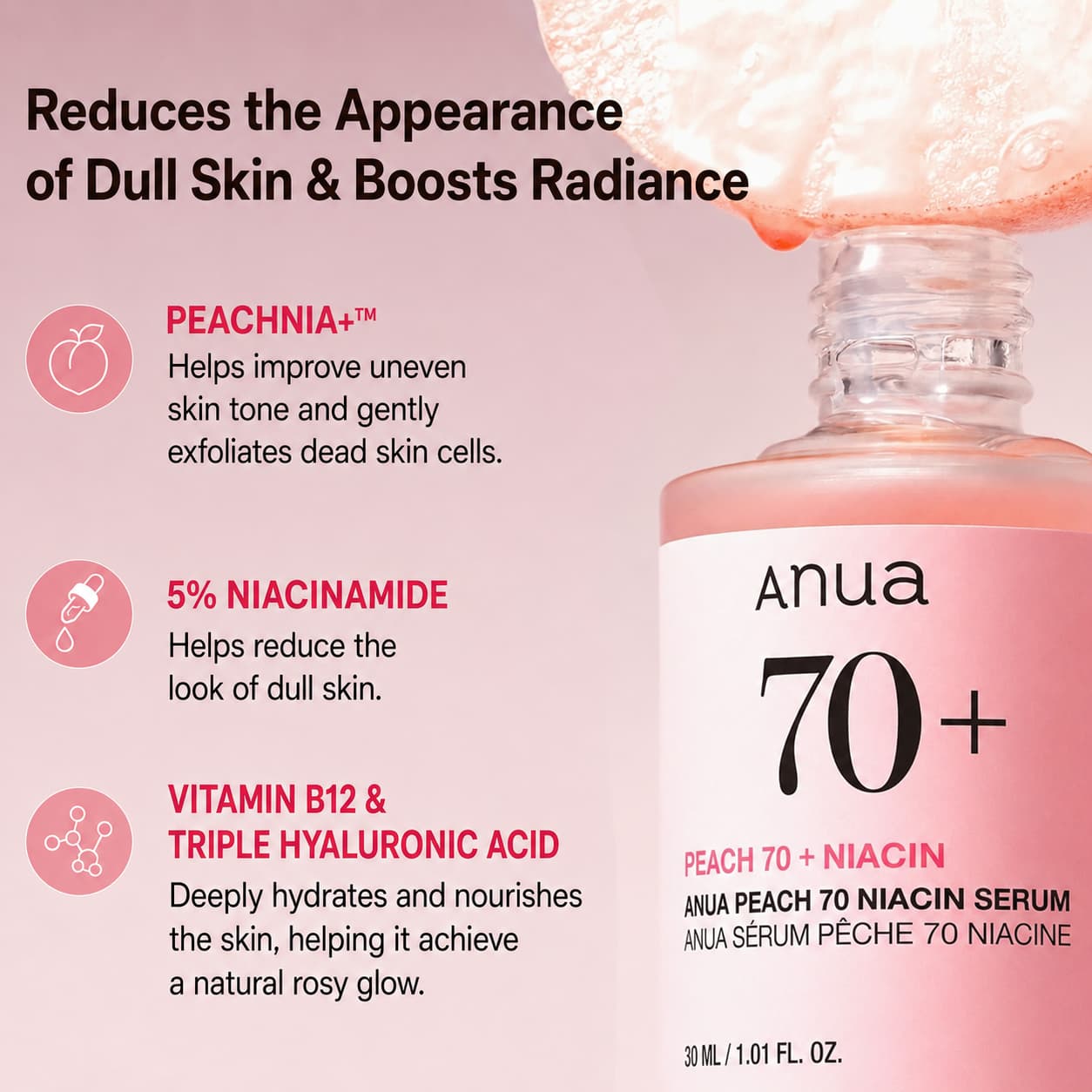Anua Peach 70 Niacin Serum, 30 ml