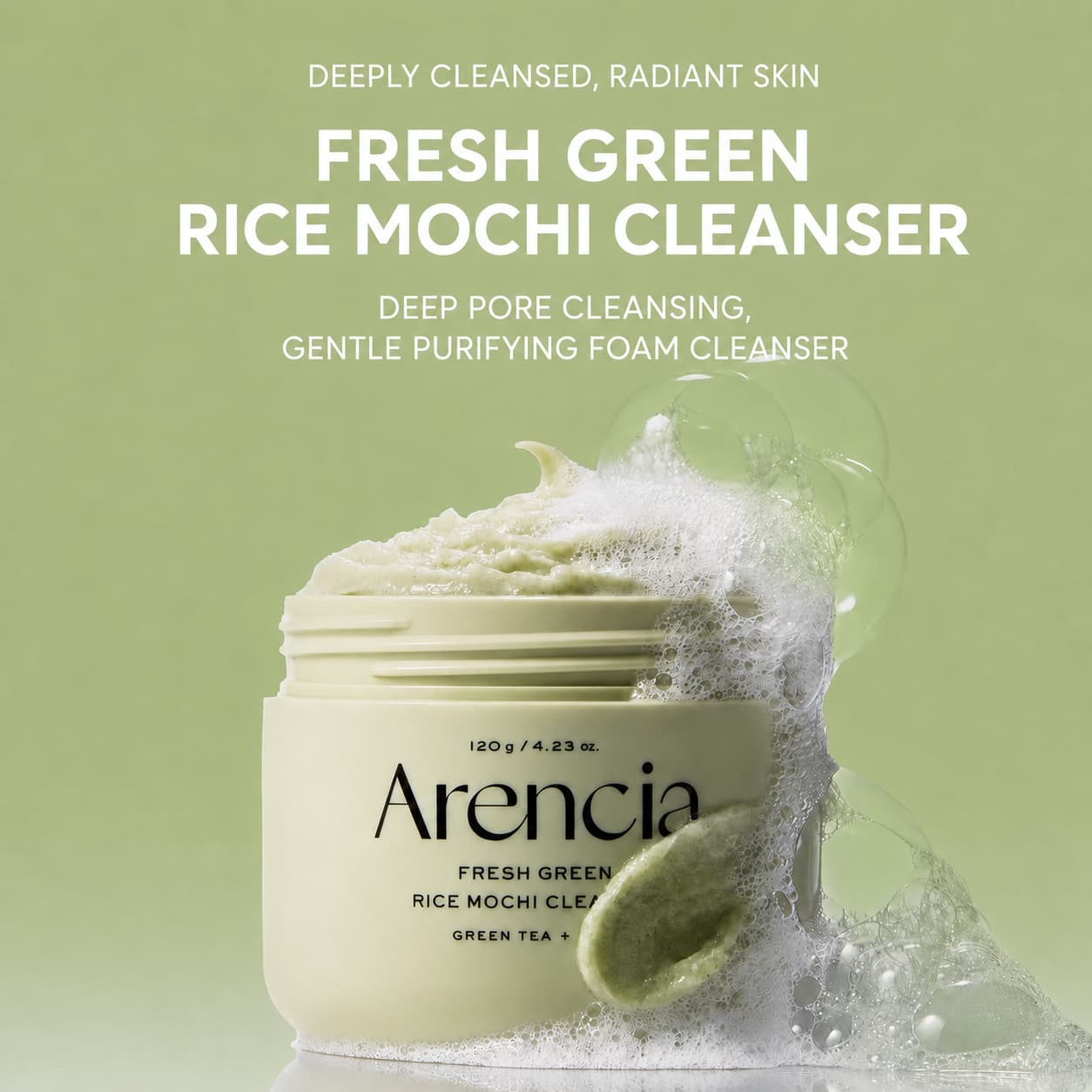 Arencia Fresh Green Rice Mochi Cleanser, 120 g / 4.23 oz