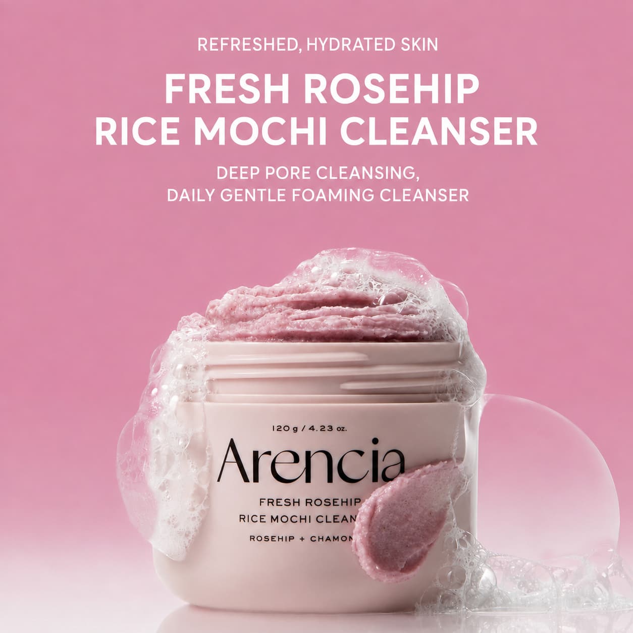 Arencia Fresh Rosehip Rice Mochi Cleanser, 120 g