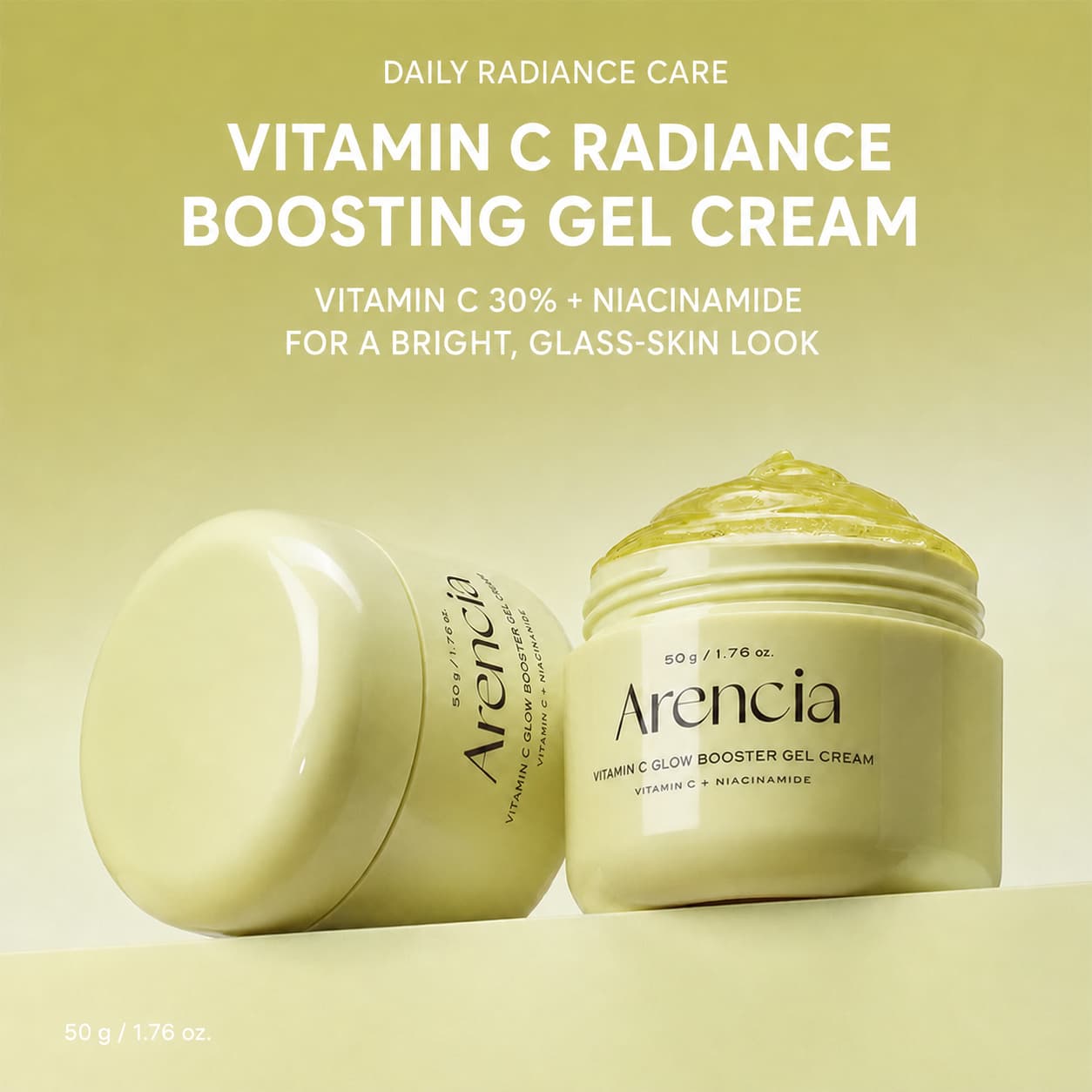 Arencia Vitamin C Glow Booster Gel Cream, Brightening Moisturizer, 50 g