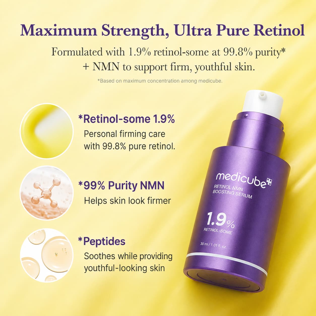 Medicube Retinol 1.9% NMN Boosting Serum, 30 ml