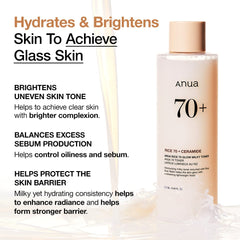 Anua Rice 70 Glow Milky Toner, 250 ml / 8.45 fl oz - Anua K-Beauty view 3