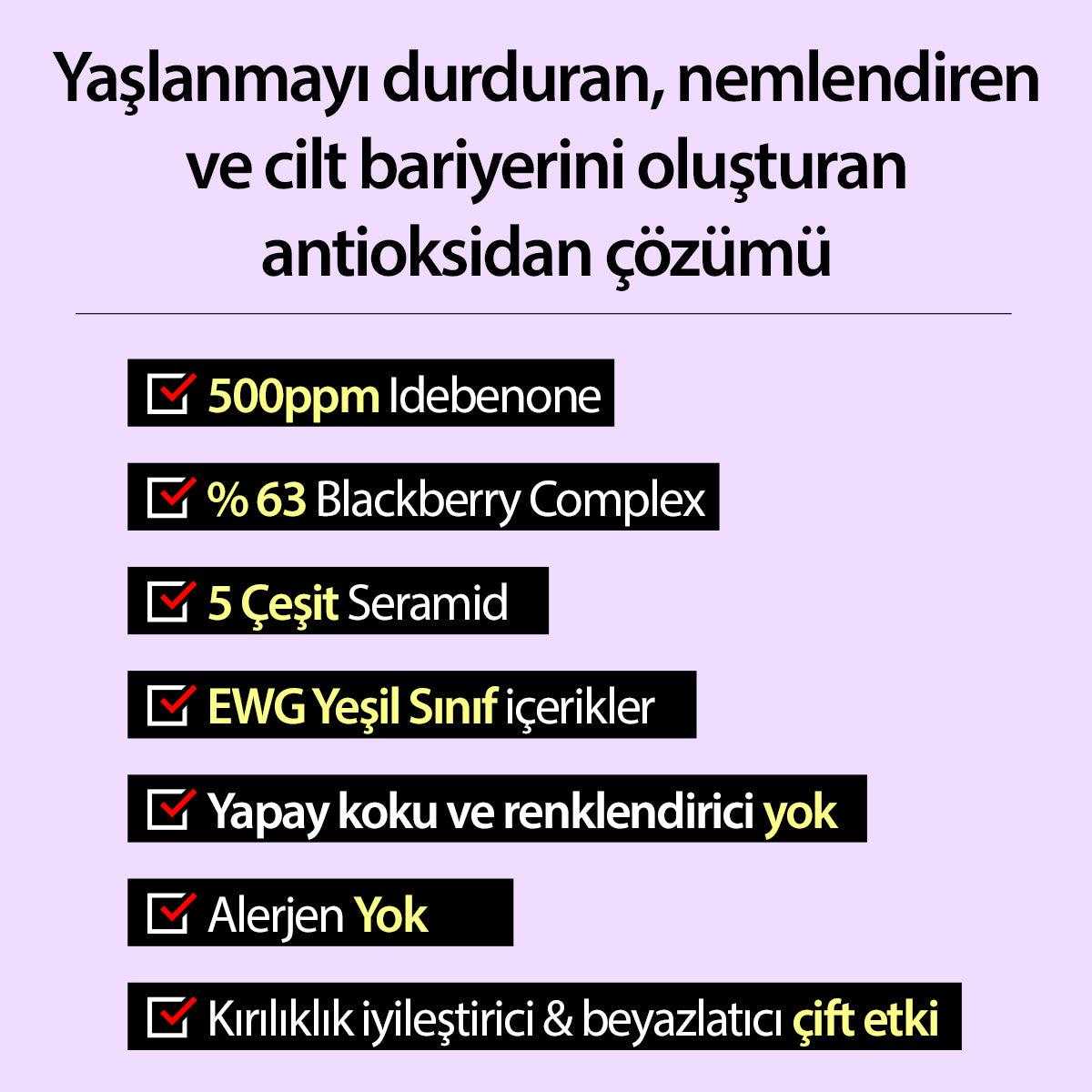 Idebenone + Blackberry Antioksidan ve Yaşlanma Karşıtı Nemlendirici Complex Intensive Cream 70 gr - Mary & May - Vionine