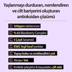 Idebenone + Blackberry Antioksidan ve Yaşlanma Karşıtı Nemlendirici Complex Intensive Cream 70 gr - Mary & May - Vionine
