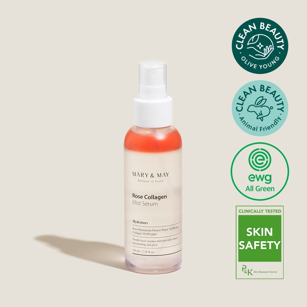 Kolajen, Gül Suyu ve Hyalüronik Asit İçeren Nemlendirici - Rose Collagen Mist Serum 100 mL - Mary & May - Vionine