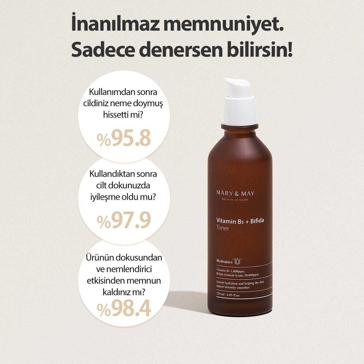 Kuru Ciltler İçin Yoğun Nemlendirme Sağlayan Onarıcı Vitamine B5 + Bifida Toner 120 mL - Mary & May - Vionine