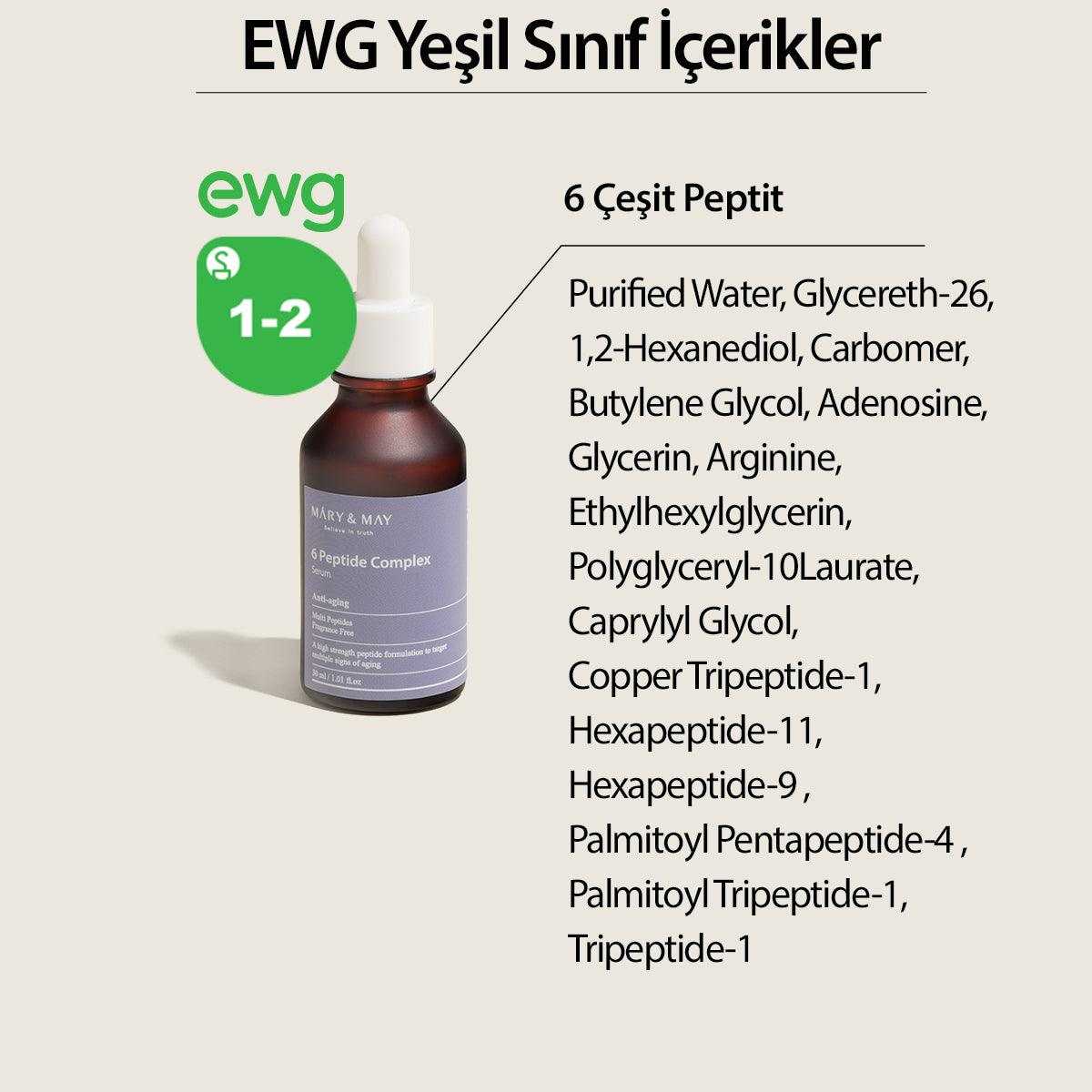 Peptide Serum 6 Çeşit Peptit İçeren Elastikiyet Kaybı ve Yaşlanma Karşıtı Anti Aging Serum 30 mL - Mary & May - Vionine