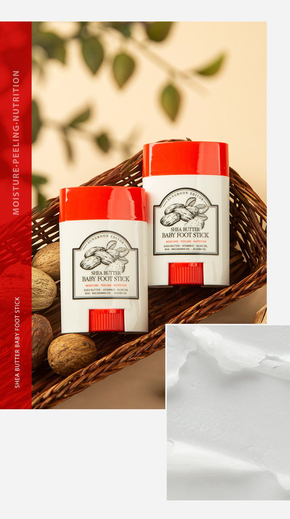 Sungboon Editor Shea Butter Baby Foot Stick 40ml Heel Balm – product photo 6
