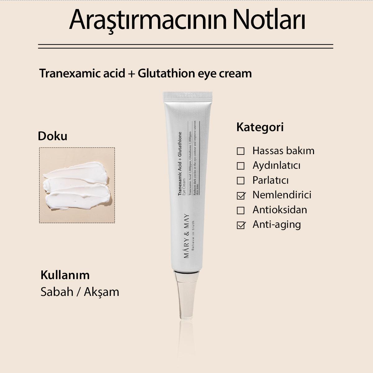 Tranexamic Acid+Glutathion Koyu Halka Karşıtı Aydınlatıcı Göz Çevresi Kremi 30 Gr - Mary & May - Vionine