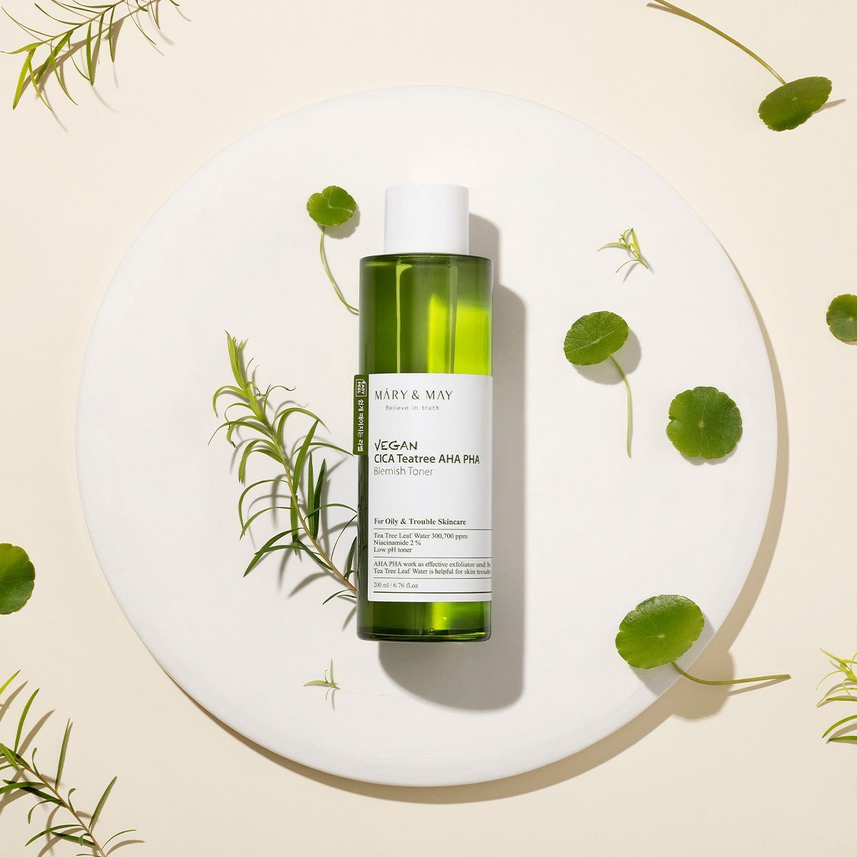 Vegan Peeling Etkili Yatıştırıcı CICA Tea Tree AHA PHA Toner 200 mL - Mary & May - Vionine