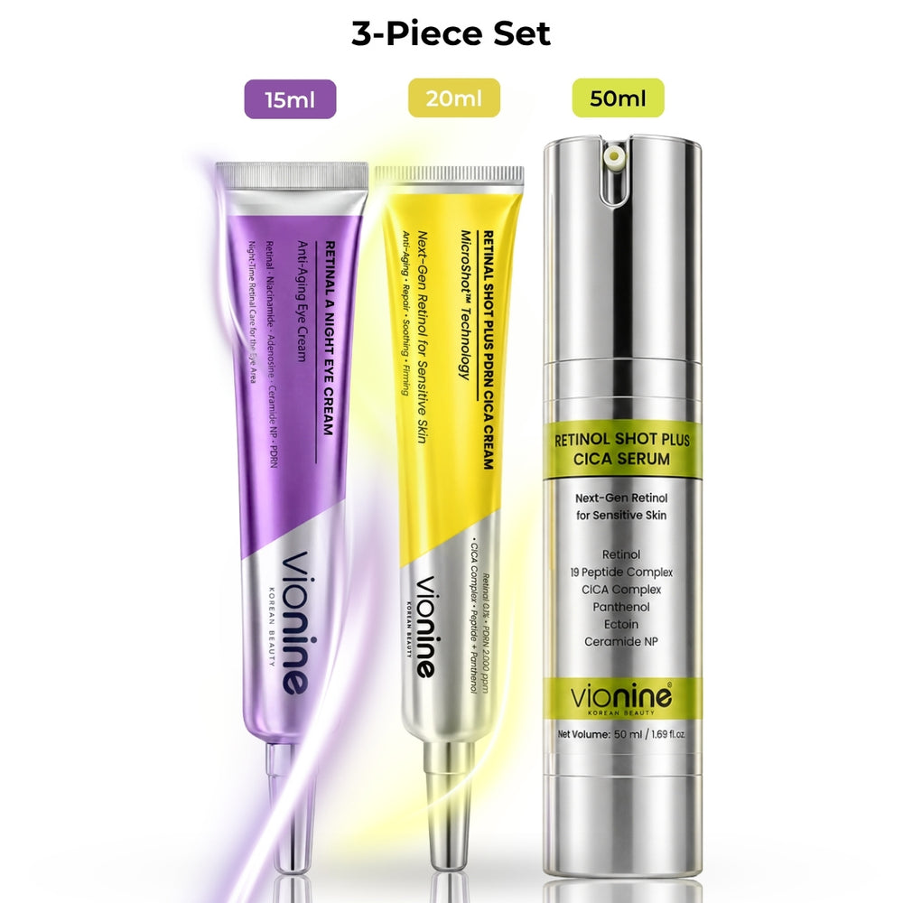 Vionine Night Care Trio Set | Retinol Serum + Retinal Face Cream + Retinal Eye Cream